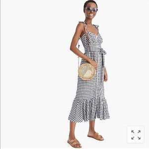 J. Crew Gingham button-front midi dress